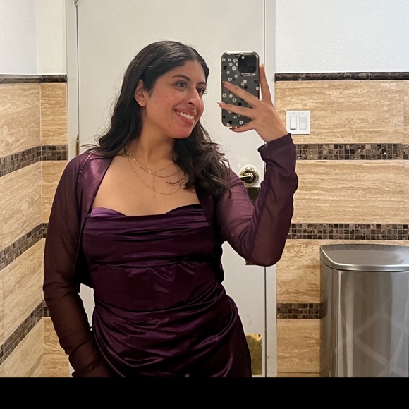 WINDSOR Elegant Purple Satin Dress - Picture 1 of 4
